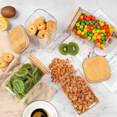 Square Glass Jar with Wooden Lid 1200ml