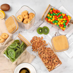 Square Glass Jar with Wooden Lid 1200ml