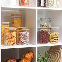 Square Glass Jar with Wooden Lid 1200ml