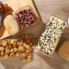 Square Glass Jar with Wooden Lid 1580ml