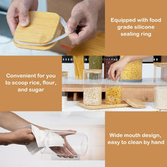 Square Glass Jar with Wooden Lid 1580ml