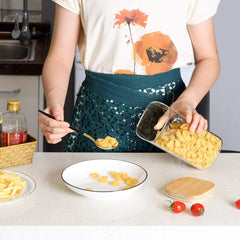 Square Glass Jar with Wooden Lid 1580ml