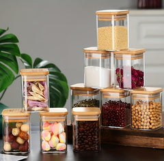 Square Glass Jar with Wooden Lid 230ml