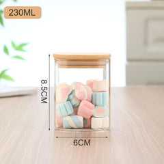 Square Glass Jar with Wooden Lid 230ml
