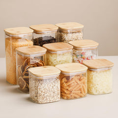 Square Glass Jar with Wooden Lid 750ml