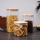 Square Glass Jar with Wooden Lid 750ml