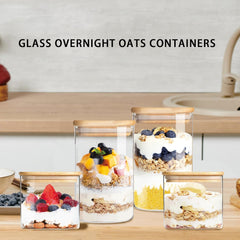 Square Glass Jar with Wooden Lid 750ml
