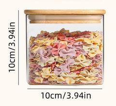 Square Glass Jar with Wooden Lid 750ml