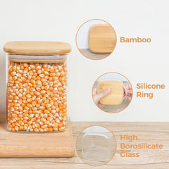 Square Glass Jar with Wooden Lid 750ml