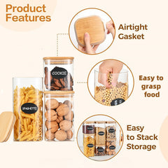 Square Glass Jar with Wooden Lid 750ml