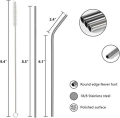Stainless Steel Straw Set of 10