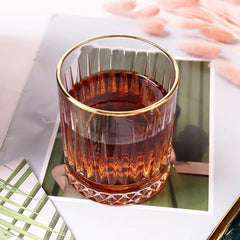 Dubai Whiskey Glass with Gold Line 330ml Set of 6