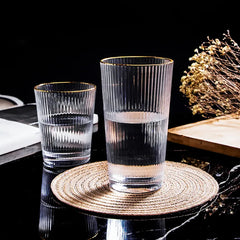 Crystal Water Glass with Gold Line 370ml Set of 6