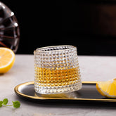 Crystal Rolling Diamond Glass with Gold line 165ml Set of 6