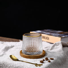 Crystal Rolling Diamond Glass with Gold line 165ml Set of 6