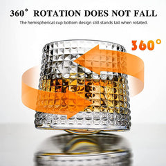 Crystal Rolling Diamond Glass with Gold line 165ml Set of 6