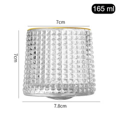 Crystal Rolling Diamond Glass with Gold line 165ml Set of 6