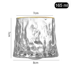 Crystal Rolling Crumpled Glass with Gold line 165ml Set of 6