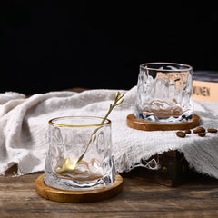 Crystal Rolling Crumpled Glass with Gold line 165ml Set of 6