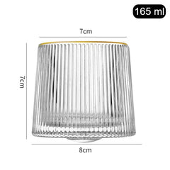 Crystal Rolling Ribbed Glass with Gold line 165ml Set of 6