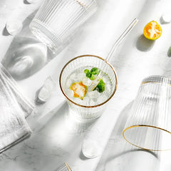 Crystal Water Glass with Gold Line 315ml Set of 6