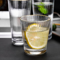 Crystal Water Glass with Gold Line 315ml Set of 6