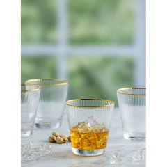 Crystal Water Glass with Gold Line 315ml Set of 6