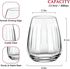 Oval Stripe Glass 390ml Set of 6