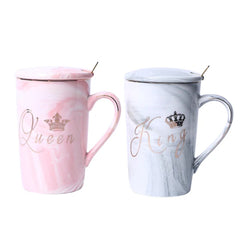 King & Queen Mug With Lid & Spoon