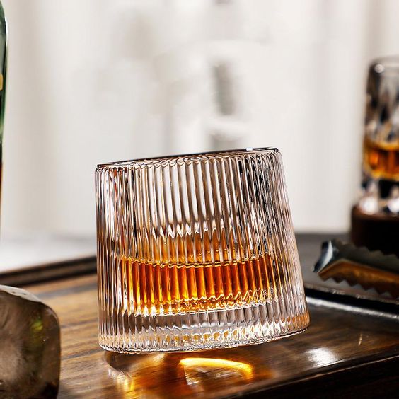 Spinning Glass Ribbed 170ml Set of 6