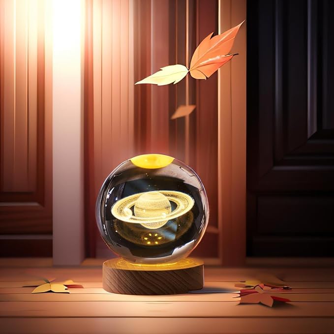 3D Saturn Planet Crystal Ball Lamp