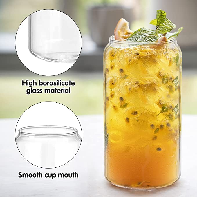 Can Shaped Glass with Glass Straw 540ml Set of 6