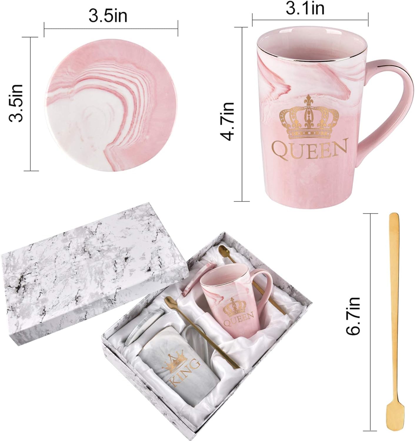 King & Queen Mug With Lid & Spoon
