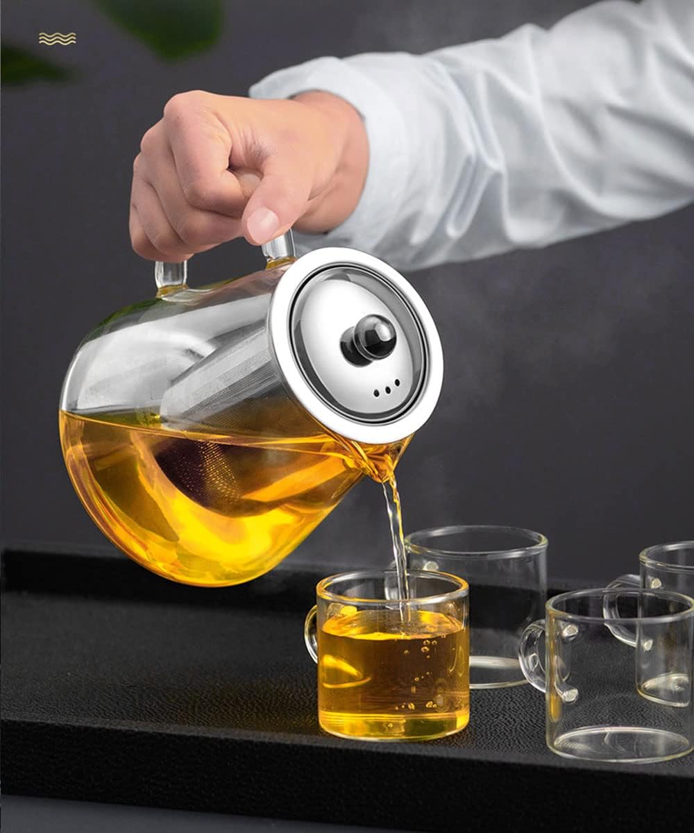 Triangle Borosilicate Glass Kettle with Stainless Steel Strainer 750ml