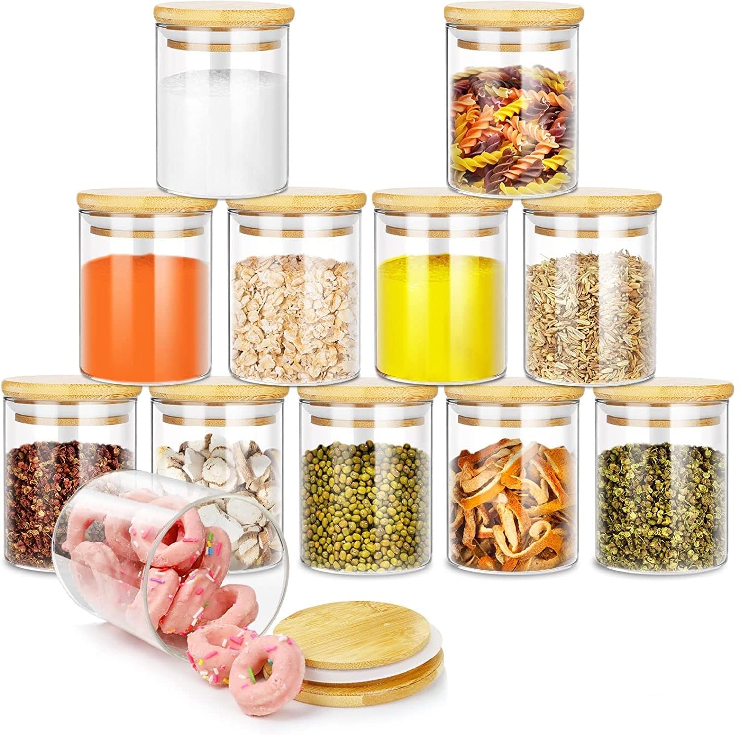 Round Glass Storage Jar with Wooden Lid 270ml