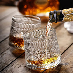 Spinning Glass Embossed 170ml Set of 6