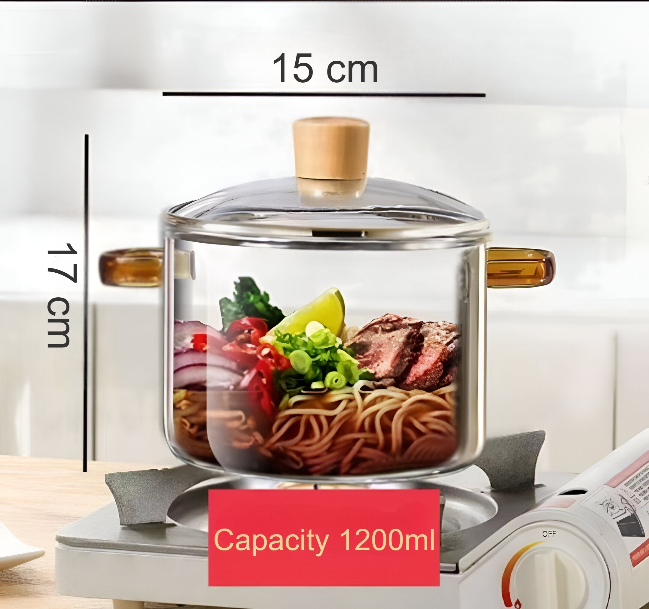 Borosilicate Glass Casserole with Lid 1200ml