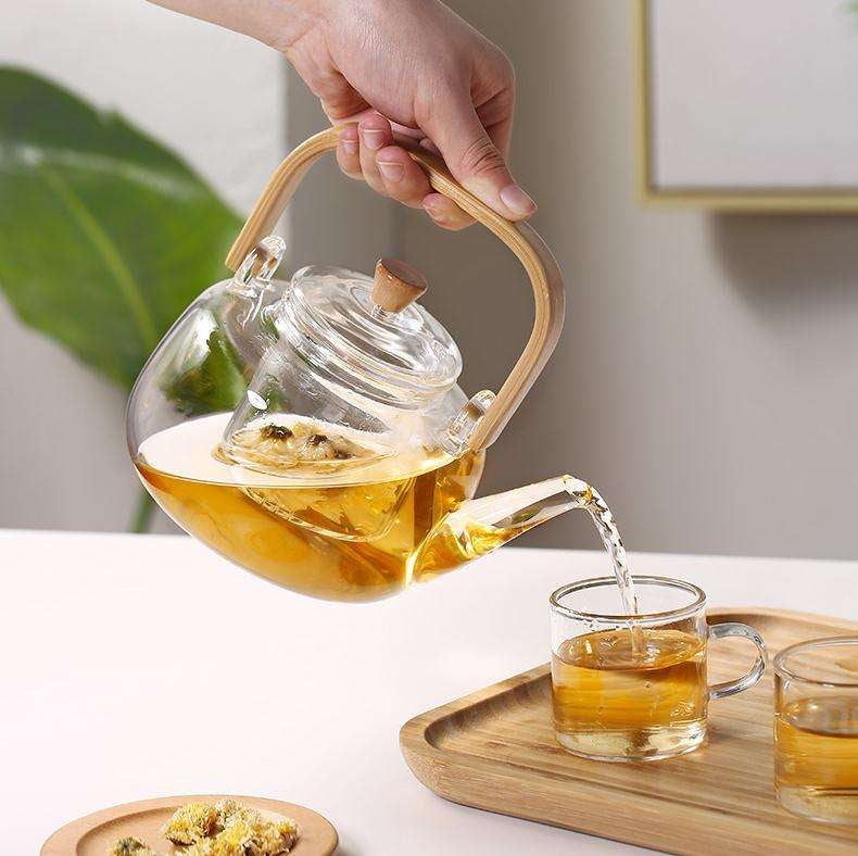 Borosilicate Glass Kettle with Wooden Handle 900ml