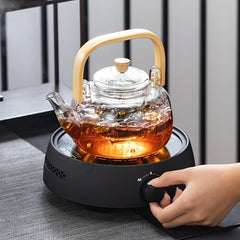 Borosilicate Glass Kettle with Wooden Handle 900ml