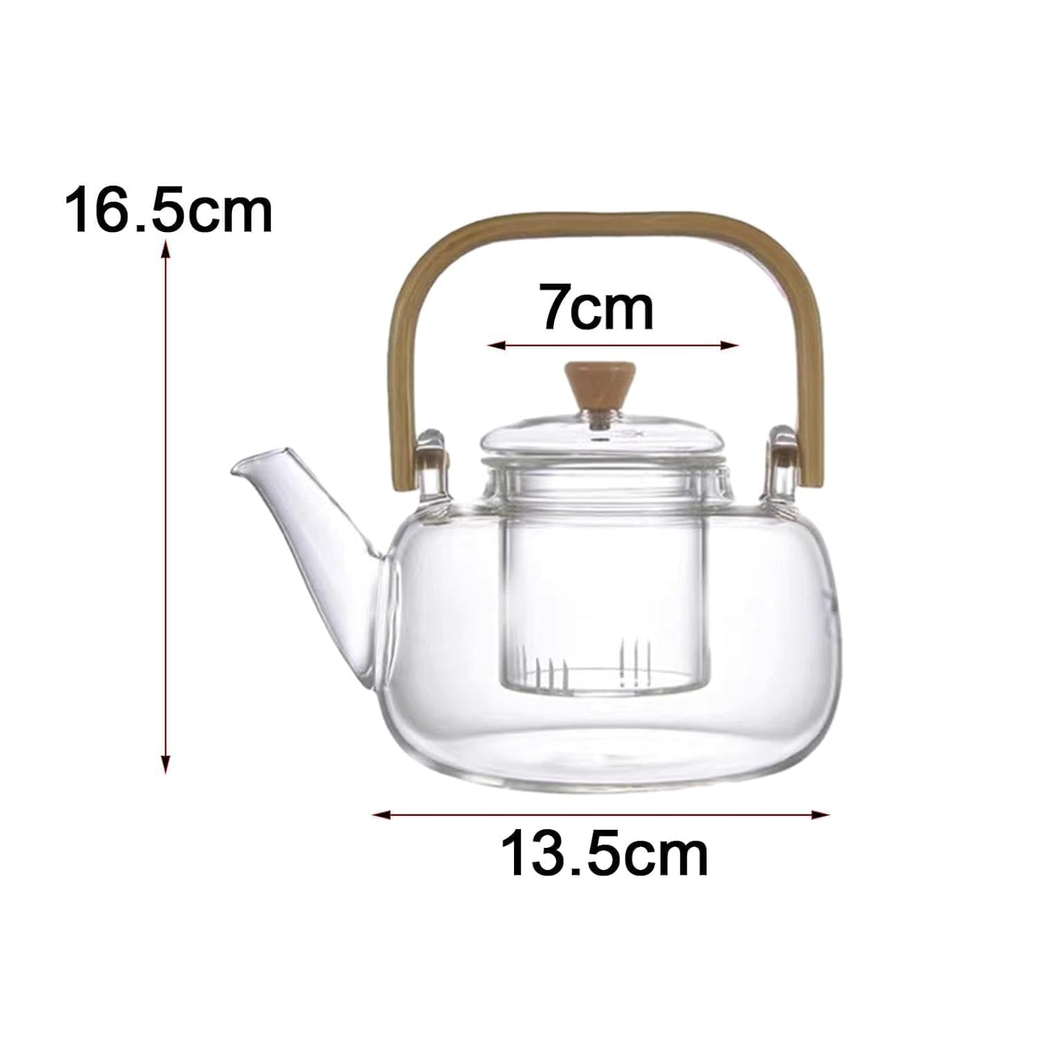 Borosilicate Glass Kettle with Wooden Handle 900ml