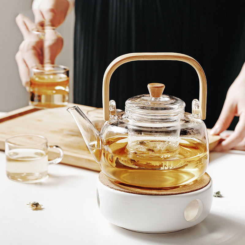 Borosilicate Glass Kettle with Wooden Handle 900ml