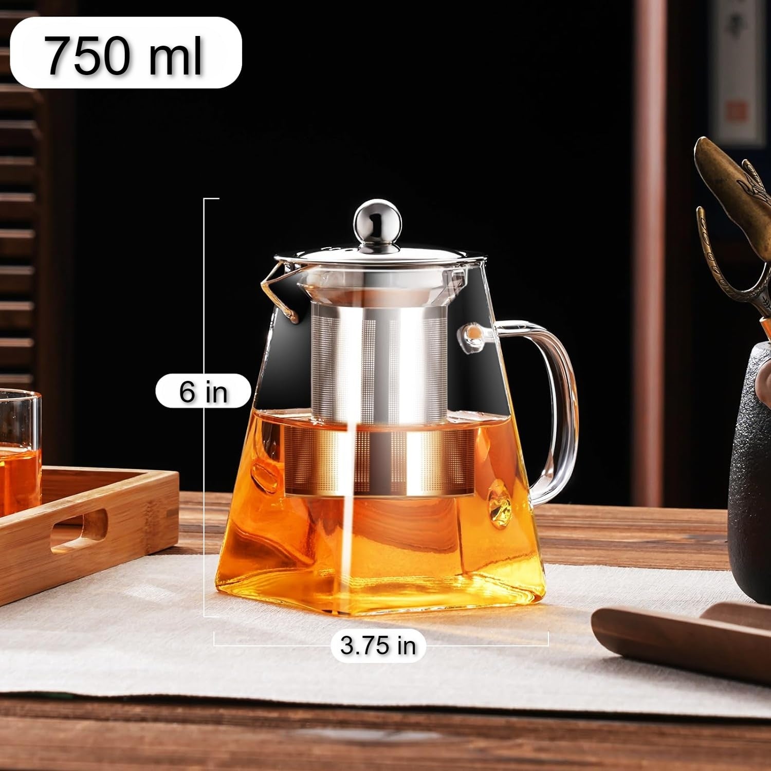 Borosilicate Glass Pyramid Kettle 750ml