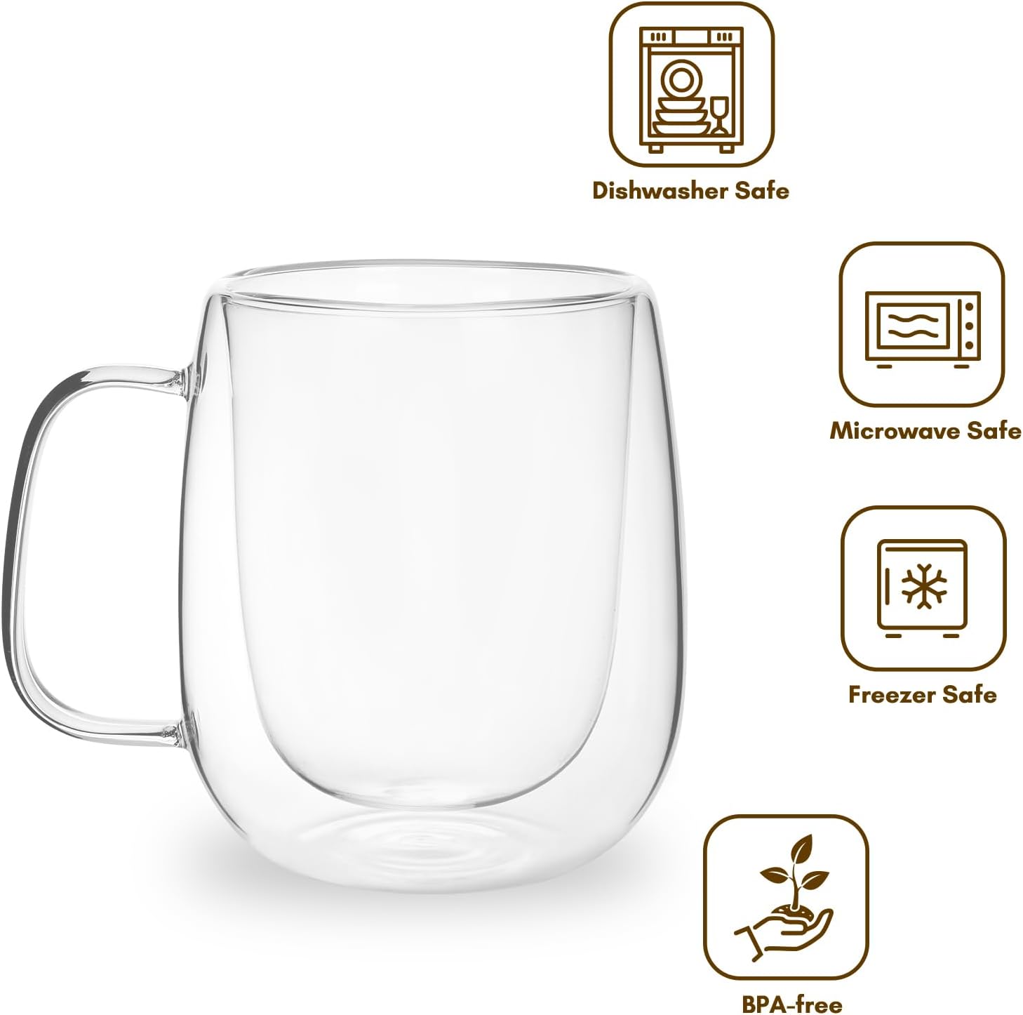 Double Wall U Shape Glass Mug 250ml