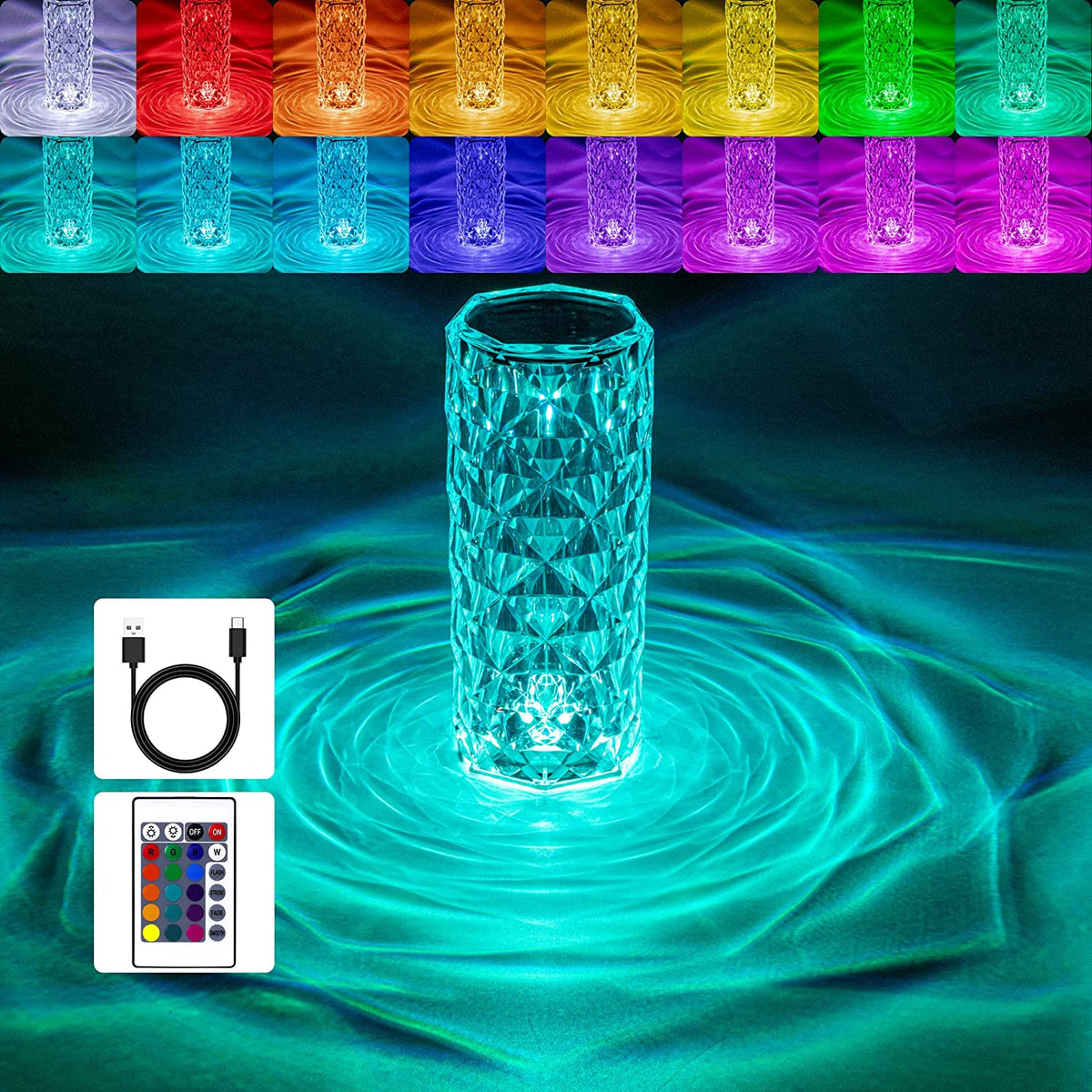 Diamond Crystal Touch Lamp with Remote