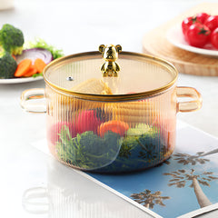 Fluted Borosilicate Glass Casserole with Gold Lid 1500ml