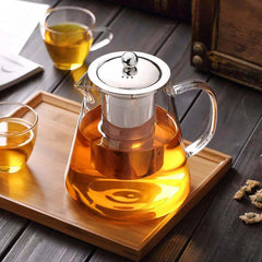 Triangle Borosilicate Glass Kettle with Stainless Steel Strainer 950ml