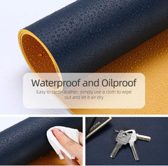 Leather Desk Mat Blue & Yellow