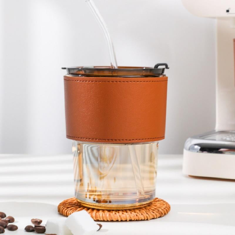Glass Sipper with Leather sleeve 450ml Set of 2
