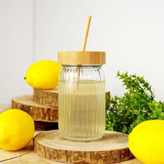 Mason Lining Glass Jar with Wooden Lid 450ml Set of 2