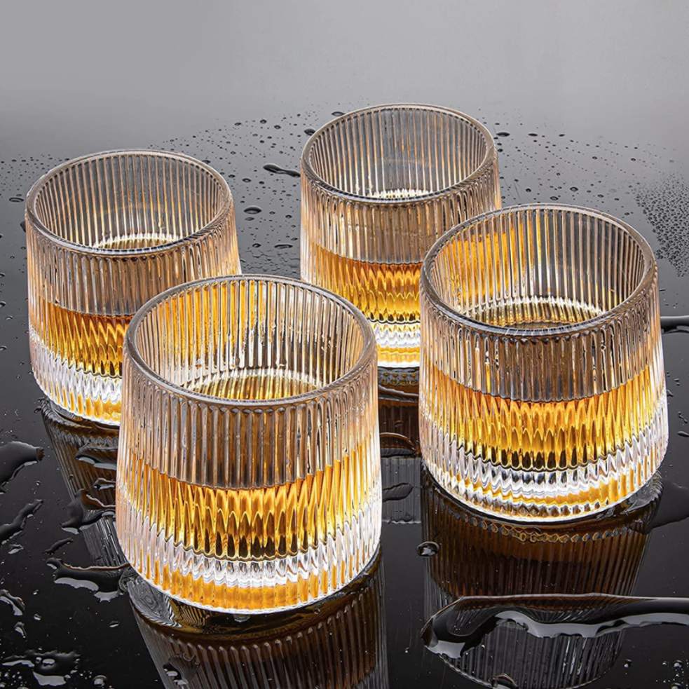 Spinning Glass Ribbed 170ml Set of 6